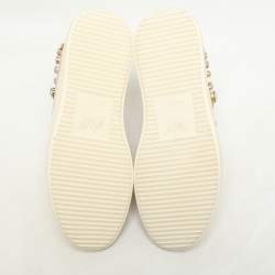 Giuseppe Zanotti Beige Crystal Embellished Suede And Mesh May London Slip On Sneakers Size 36.5