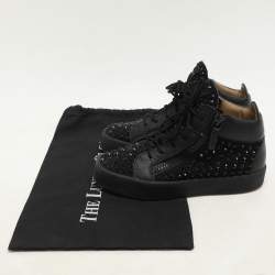 Giuseppe Zanotti black Suede Embellished High Top Sneakers Size 37