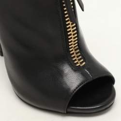 Giuseppe Zanotti Black Leather Peep Toe Ankle Booties Size 36.5
