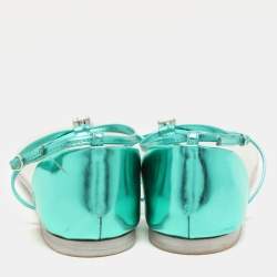 Giuseppe Zanotti Green Leather Embellished Flat Sandals Size 36