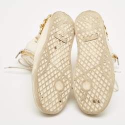 Giuseppe Zanotti Cream Leather Chain Detail High Top Sneakers Size 39.5