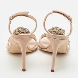 Giuseppe Zanotti Beige Suede Crystal Embellished Slingback Sandals Size 37