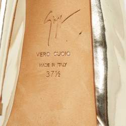 Giuseppe Zanotti Metallic Gold Leather Bow Platform Slingback Pumps Size 37.5