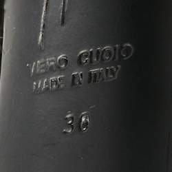 Pre Owned Giuseppe Zanotti Black Velvet Crystal Embellished Ankle Strap Platform Sandals Size 36