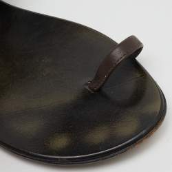 Pre Owned Giuseppe Zanotti Multicolor Studded Canvas and Leather Toe Ring Flat Sandals Size 38