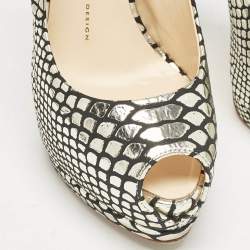 Giuseppe Zanotti Gold/Black Python Embossed Leather Sharon Platform Pumps Size 39
