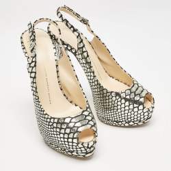 Giuseppe Zanotti Gold/Black Python Embossed Leather Sharon Platform Pumps Size 39