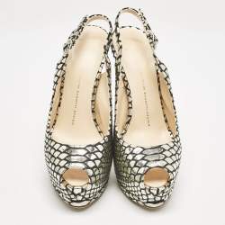 Giuseppe Zanotti Gold/Black Python Embossed Leather Sharon Platform Pumps Size 39