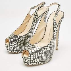 Giuseppe Zanotti Gold/Black Python Embossed Leather Sharon Platform Pumps Size 39
