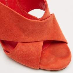 Giuseppe Zanotti Orange Suede Slide Sandals Size 38
