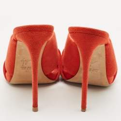 Giuseppe Zanotti Orange Suede Slide Sandals Size 38