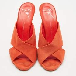 Giuseppe Zanotti Orange Suede Slide Sandals Size 38