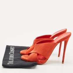 Giuseppe Zanotti Orange Suede Slide Sandals Size 38
