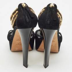 Giuseppe Zanotti Black Suede Embellished Platform Sandals Size 39