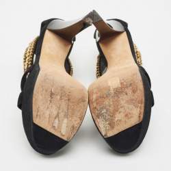 Giuseppe Zanotti Black Suede Embellished Platform Sandals Size 39