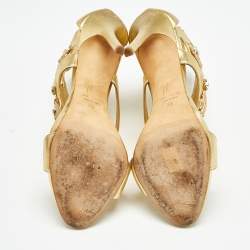 Giuseppe Zanotti Gold Leather Embellished Coline Sandals Size 39