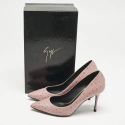 Giuseppe Zanotti Pink Ostrich Leather Lucrezia Pumps Size 35