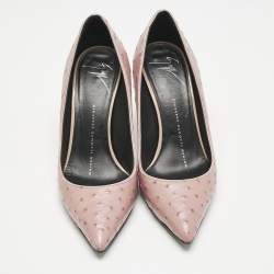 Giuseppe Zanotti Pink Ostrich Leather Lucrezia Pumps Size 35