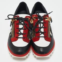 Giuseppe Zanotti Multicolor Zebra Print Pony Hair and Leather Lace Up Sneakers Size 42.5