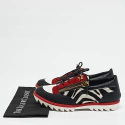 Giuseppe Zanotti Multicolor Zebra Print Pony Hair and Leather Lace Up Sneakers Size 42.5