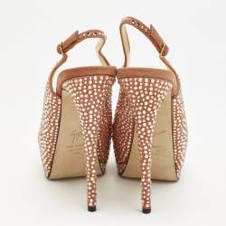 Giuseppe Zanotti Pink Suede Crystal Embellished Liza Peep Toe Platform Pumps Size 37.5