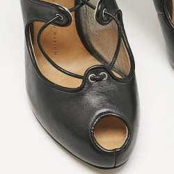 مملوكة مسبقًا حذاء كعب عالي جوسيبي زانوتي جلد أسود بأربطة مقاس 37.5