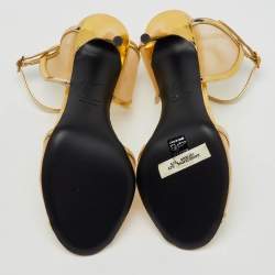 Giuseppe Zanotti Gold Mesh and Leather Ankle Strap Sandals Size 37
