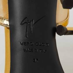 Giuseppe Zanotti Gold Mesh and Leather Ankle Strap Sandals Size 37