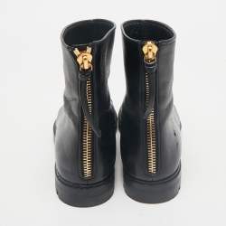 Giuseppe Zanotti Black/Gold Leather Metal Cap Toe Ankle Length Boots Size 38