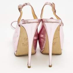 Giuseppe Zanotti Pink Leather Platform Slingback Pumps Size 37.5
