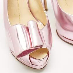 Giuseppe Zanotti Pink Leather Platform Slingback Pumps Size 37.5