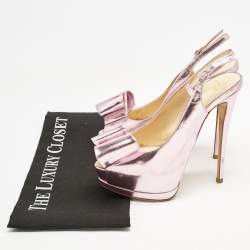 Giuseppe Zanotti Pink Leather Platform Slingback Pumps Size 37.5