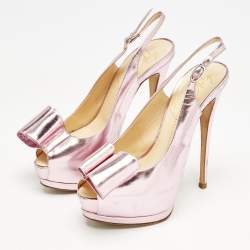 Giuseppe Zanotti Pink Leather Platform Slingback Pumps Size 37.5