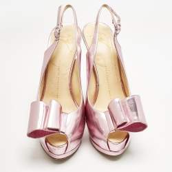 Giuseppe Zanotti Pink Leather Platform Slingback Pumps Size 37.5