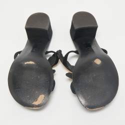 Pre Owned Giuseppe Zanotti Black Suede Angel Wing Slide Sandals Size 36