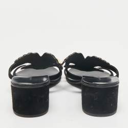 Pre Owned Giuseppe Zanotti Black Suede Angel Wing Slide Sandals Size 36