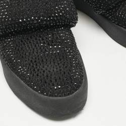 Giuseppe Zanotti Black Suede Crystal Embellished Puff Strap High Top Sneakers Size 42.5