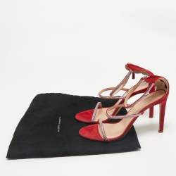Giuseppe Zanotti Red Crystal Embellished Suede Strappy Sandals Size 39