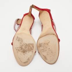 Giuseppe Zanotti Red Crystal Embellished Suede Strappy Sandals Size 39