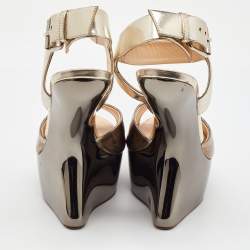 Giuseppe Zanotti Gold Leather Heelless Platform Ankle Strap Sandals Size 38