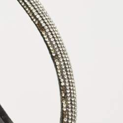 Giuseppe Zanotti Black Leather and Suede Crystal Embellished Slide Sandals Size 40