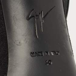 Giuseppe Zanotti Black Leather and Suede Crystal Embellished Slide Sandals Size 40
