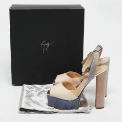 Pre Owned Giuseppe Zanotti Multicolor Glitter Lavinia Platform Sandals Size 40