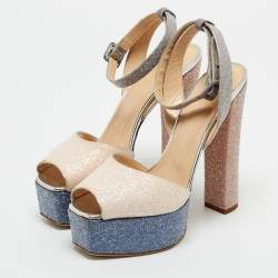 Pre Owned Giuseppe Zanotti Multicolor Glitter Lavinia Platform Sandals Size 40