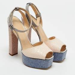 Pre Owned Giuseppe Zanotti Multicolor Glitter Lavinia Platform Sandals Size 40