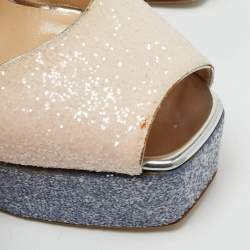 Pre Owned Giuseppe Zanotti Multicolor Glitter Lavinia Platform Sandals Size 40