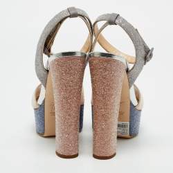 Pre Owned Giuseppe Zanotti Multicolor Glitter Lavinia Platform Sandals Size 40