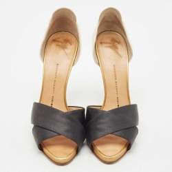 Pre Owned Giuseppe Zanotti Multicolor Leather and Satin Platform Pumps Size 38.5