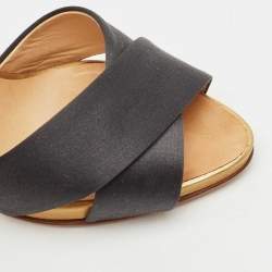 Pre Owned Giuseppe Zanotti Multicolor Leather and Satin Platform Pumps Size 38.5