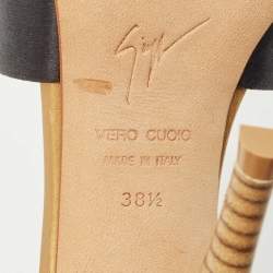 Pre Owned Giuseppe Zanotti Multicolor Leather and Satin Platform Pumps Size 38.5